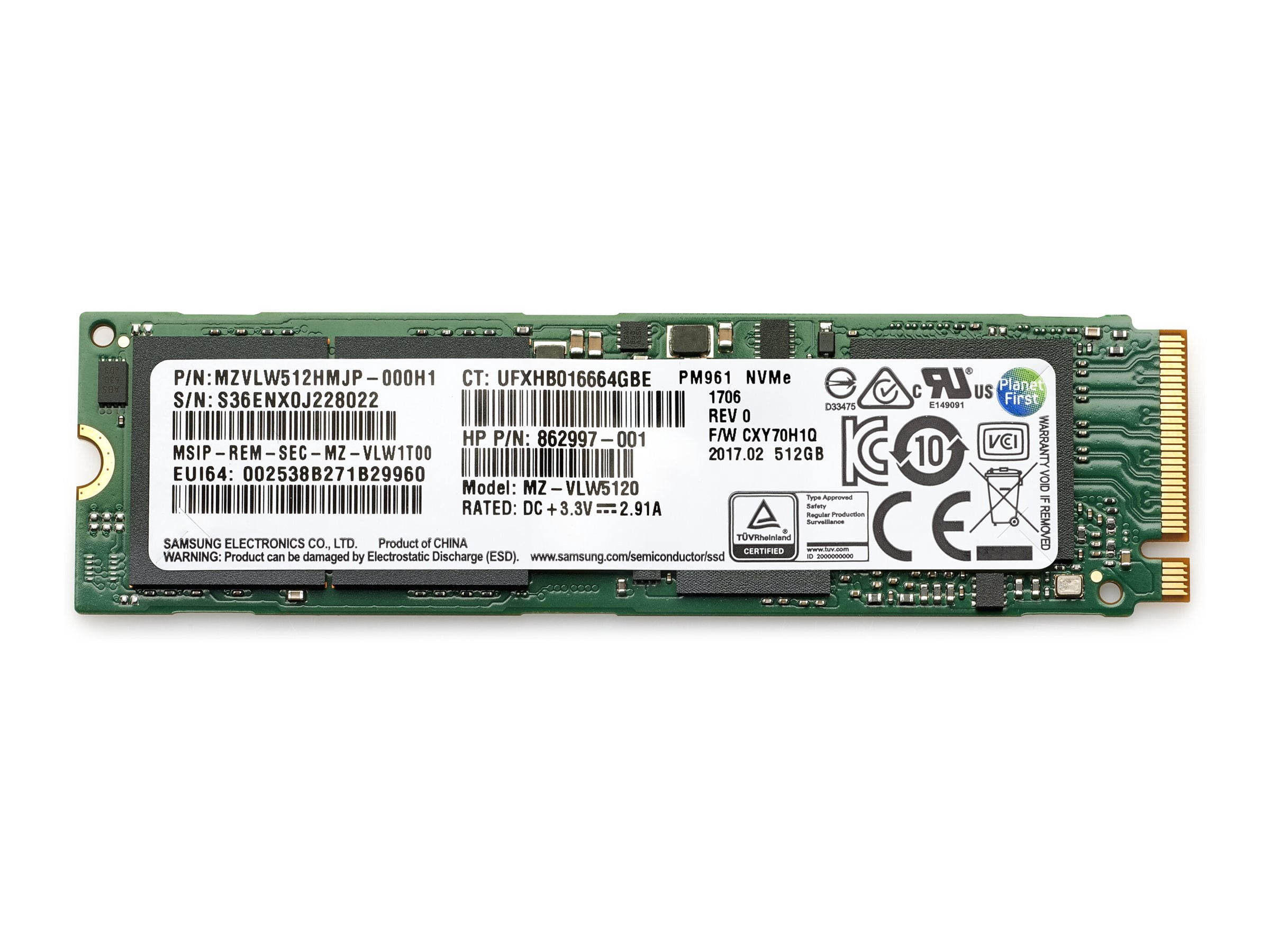 HP 512 GB Solid State Drive Internal PCI Express NVMe 1 Year Warranty 406L8AA