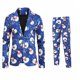 thumbnail image 3 of Traje navideño para hombre de 2 piezas, corte entallado, estampado de muñeco de nieve navideño, para fiesta, disfraz de un solo botón, ropa informal de moda para hombre, 3 of 5