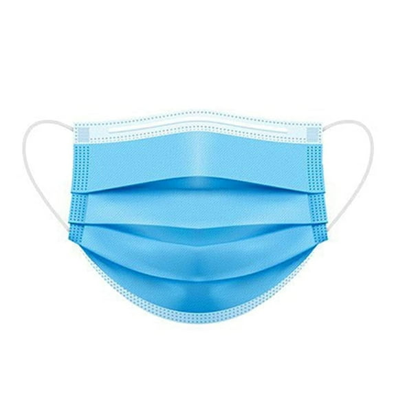 VOS Disposable Face Mask With Ear loops, Blue (50 Pack), 3-Ply Design with Melt-Blown Filtration Layer, Safety Face Mask For Adults - General Use