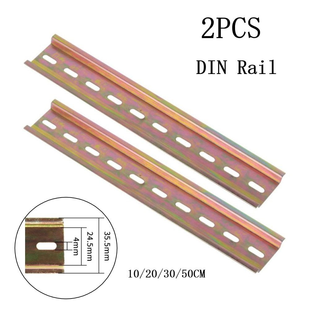 2 Pieces DIN Rail Slotted Aluminum 10cm-50cm Long 35mm Wide 7.5mm High
