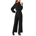 thumbnail image 3 of INSPIRE CHIC Women's V Neck Long Sleeve High Waist Wide Leg Casual Jumpsuits with Pockets S Black, 3 of 6