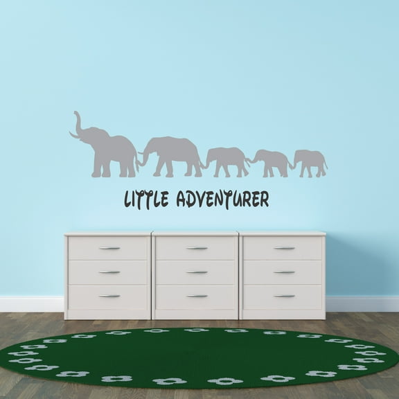 Animal Wall Decals for Boy's Bedroom - Elephant with Babies Silhouette Wall Sticker Decal With Easy Installation Instructions Kid's Bedroom Décor Wall Sticker - Size: 10 In x 4 In