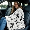 thumbnail image 5 of Personalized Name Minimalist Black White Bow Throw Blanket, Lightweight Cozy Warm Digital Print Fabric, for Sofa/Travel/Camping/Living Room/Office/Chair, Home Bedding, 5 of 11