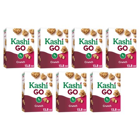 (7 pack) Kashi GO Breakfast Cereal, Vegan Protein, Fiber Cereal, Cinnamon Crunch, 13.8oz Box (1 Box)