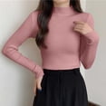 thumbnail image 2 of Xaqiouau Mock Neck Sweater for Women Ribbed Knit Long Sleeve Slim Fit Pullover Soft Stretch Lightweight Casual Fall Winter Sweater Top, 2 of 6