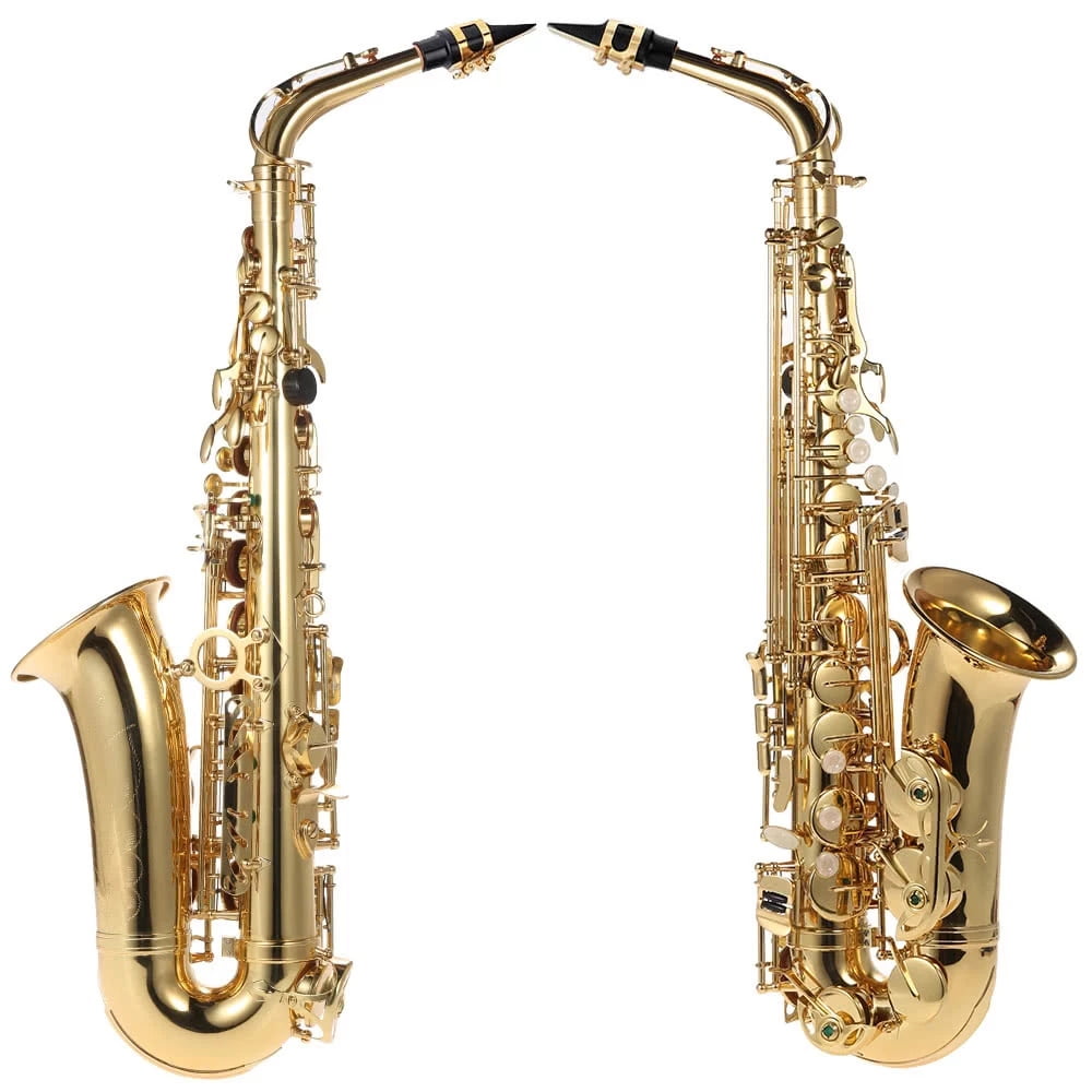 Eb Alto Saxophone Brass Lacquered Gold E Flat Sax 802 Key Type Woodwind Instrument with Cleaning Brush Cloth Gloves Strap Padded Case