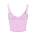 thumbnail image 4 of VISgogo - Camiseta sin mangas para mujer con decoración de dobladillo de flores de encaje, ropa de verano con cuello en V profundo y parte delantera abierta VISgogo moda, 4 of 9