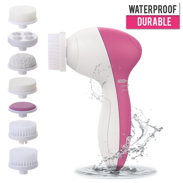 FELTECHELECTR Masajeador facial portátil, impermeable, 7 en 1, para el cuidado de la piel (rojo rosa)