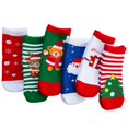 thumbnail image 1 of Toddlers Crew Socks Patterned: 6 Pairs Cotton Socks Printed Socks for Christmas, 1 of 10