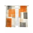 thumbnail image 7 of Orange Gray Paint Sheer Curtains 63 inches Long 2 Panels Set Abstract Mottled Oil Painting Texture Tiers Sheers Rod Pocket Small Window Short Curtains for Kitchen Cafe, Each 52" W x 63" L, 7 of 7