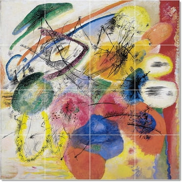 Ceramic Tile Mural-Wassily Kandinsky Abstract Tile Mural Traditional Home Remodeling. 17" w x 17" h using (16) 4.25 x 4.25 ceramic tiles