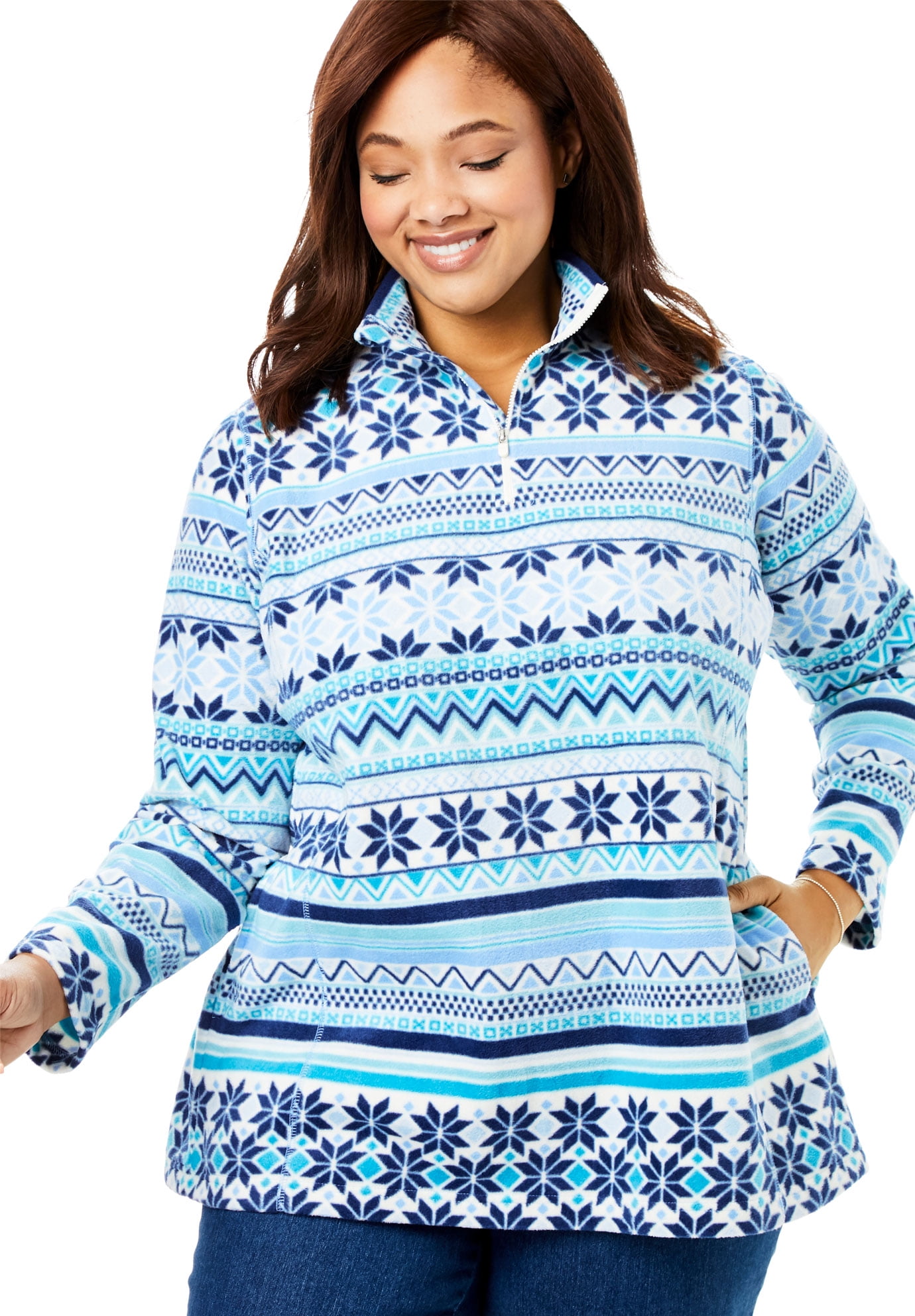 Woman Within Woman Within Plus Size QuarterZip Microfleece Pullover
