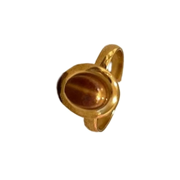 Vintage Irregular Opening Ring Stylish Geometric Tigers Eye Stone Ring for Women