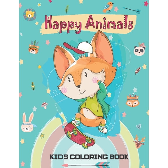 Happy Animals; Kids Coloring Book: Animals Coloring Book for Kids. (Paperback)