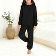 thumbnail image 3 of Dakiuu Girls Boys Fleece Pajamas Set Soft Cozy Fuzzy Plush Pullover Sweatshirt Pants Outfit for Kids Long Sleeve Top Pant Sleepwear Loungewear Black 5-6 Years (120), 3 of 6