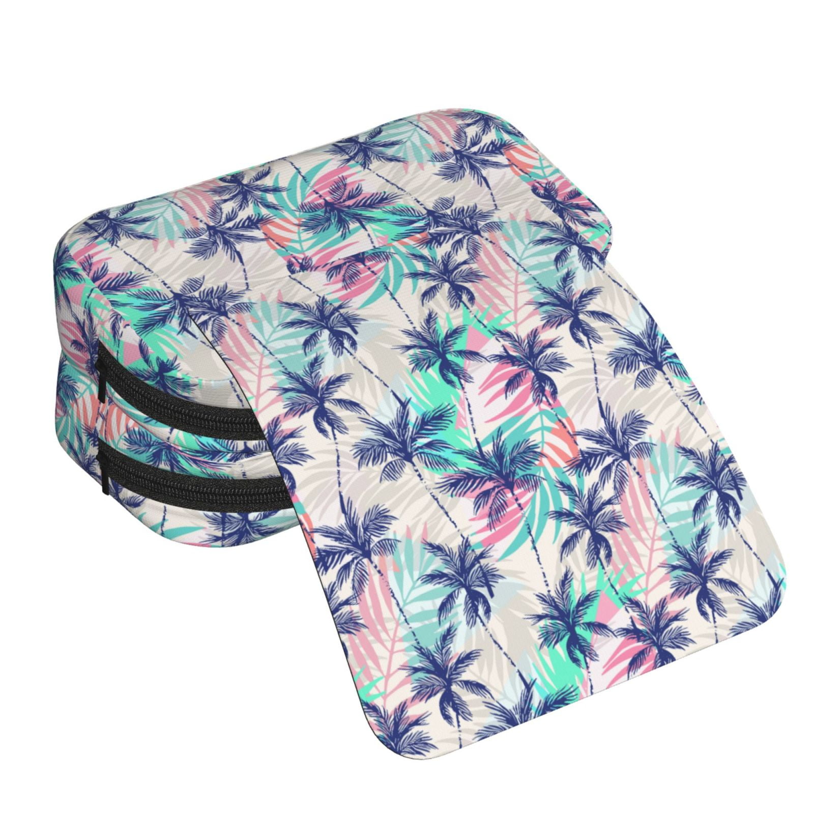 Rateoe Palm Leaves Pattern Double Clamshell Pen Case, Storage Organizer with Two Zipper Compartments– Holds Up to 50 Pencils & Pens