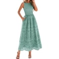 thumbnail image 2 of Jaimenalin Women'S Summer Dresses Sleeveless Crewneck A-Line Boho Lace Eyelet Tank Maxi Dress with Pockets Green L, 2 of 9