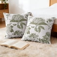 thumbnail image 4 of COOKCOK Set of 2 Floral Vintage Throw Pillow Covers Neutral Accent Print Decorative Cushion Covers Farmhouse Home Decor for Sofa Chair Couch Bedroom Living Room Outdoor, 22"x22", Light Green, 4 of 7