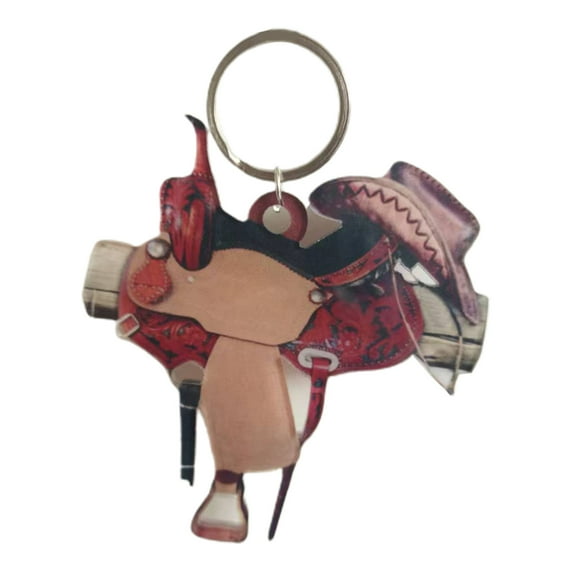 Aellinatey Mini Horse Saddles Keychain Handmade Key Rings Accessory Unique Novelty Gifts