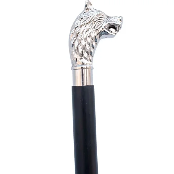 Wolf Shape Handle Wooden Walking Cane for Men & Women