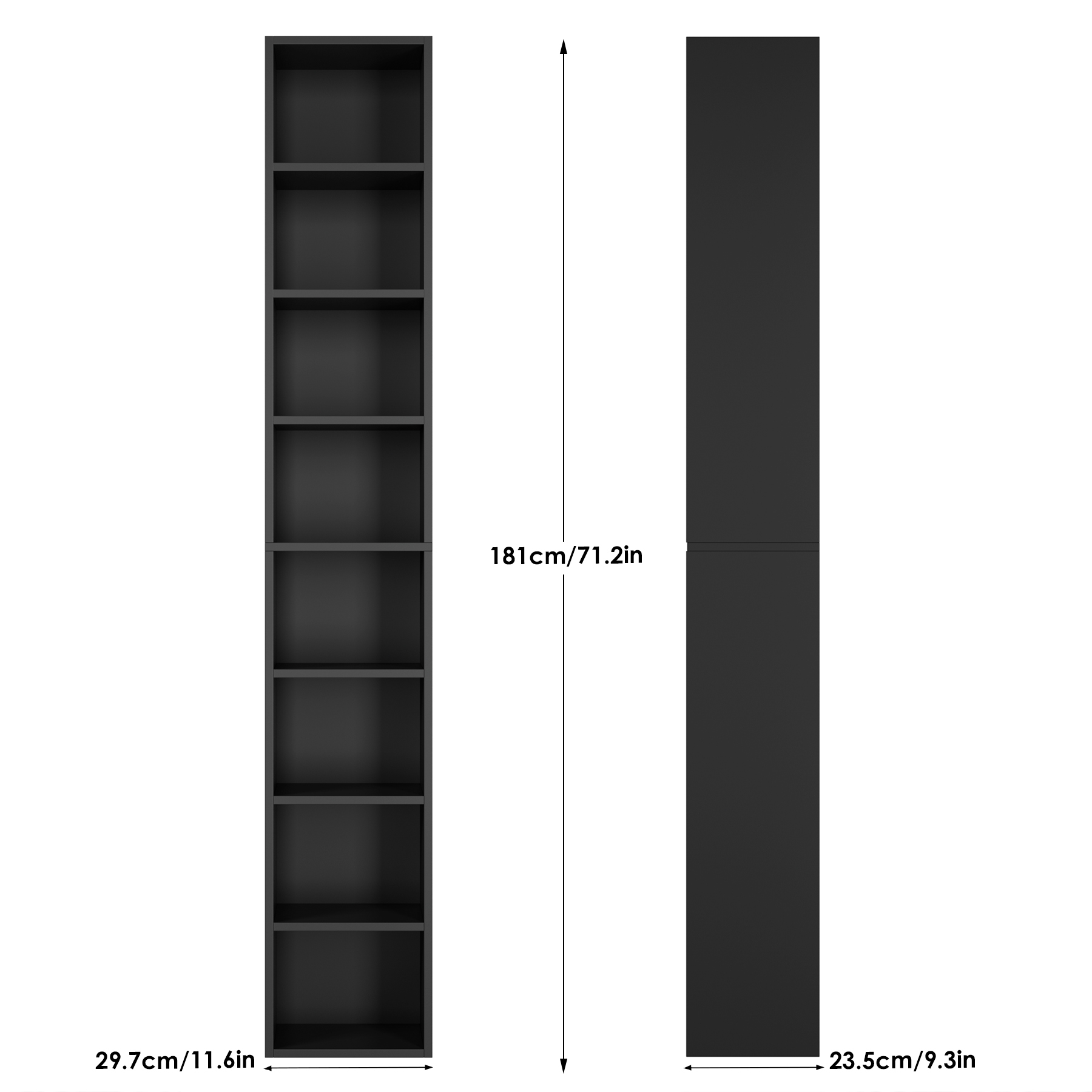 Homfa 8-Tier Wood Bookcase Storage Cube Organizer, Black photo 2