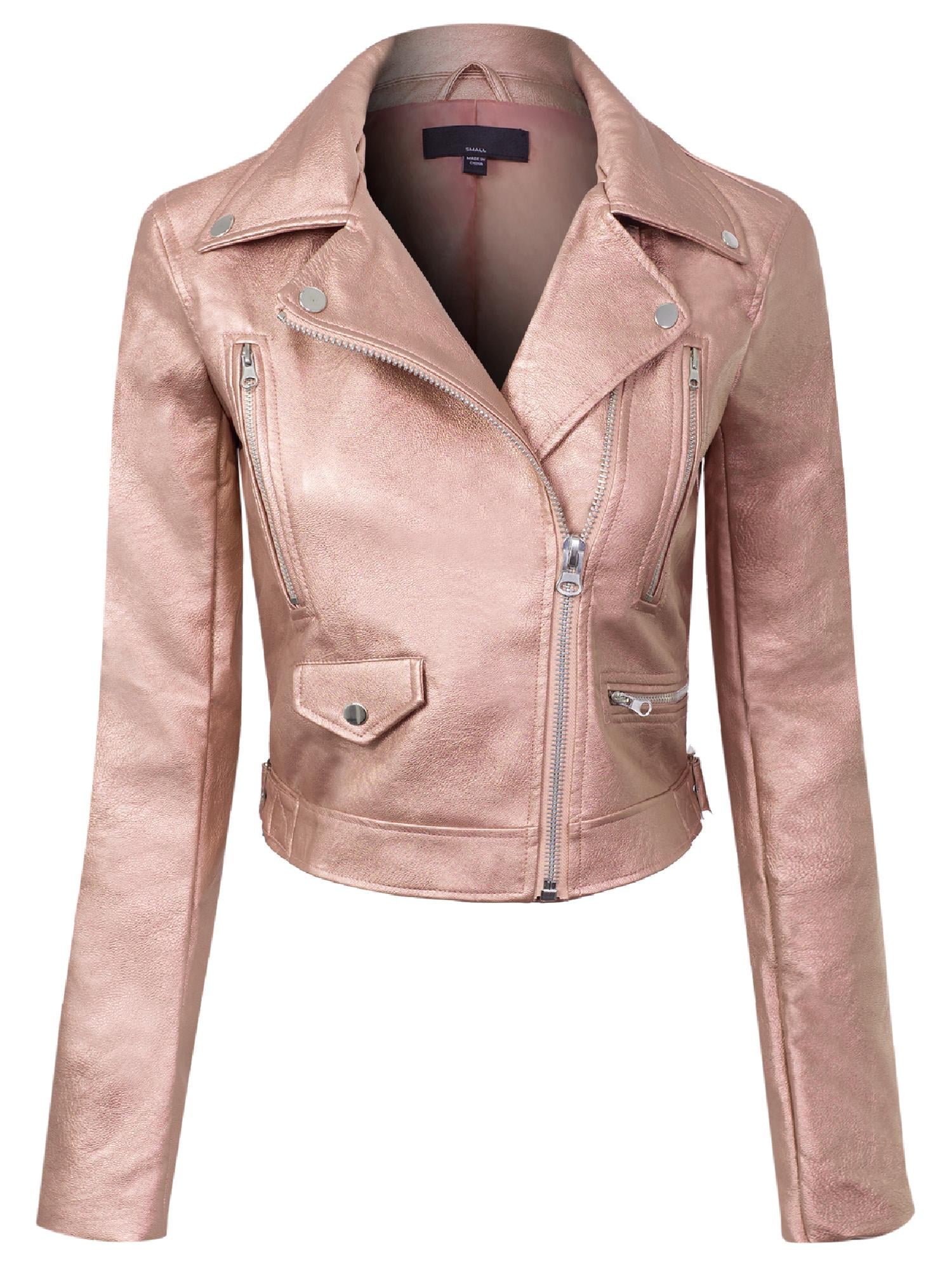 rose gold leather jacket