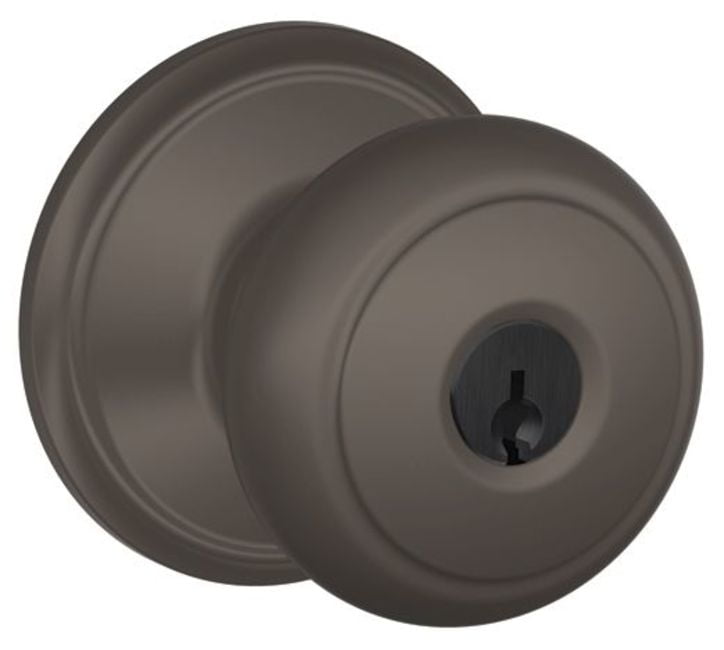 Schlage F51And Andover Keyed Entry Panic Proof Door Knob Set Bronze