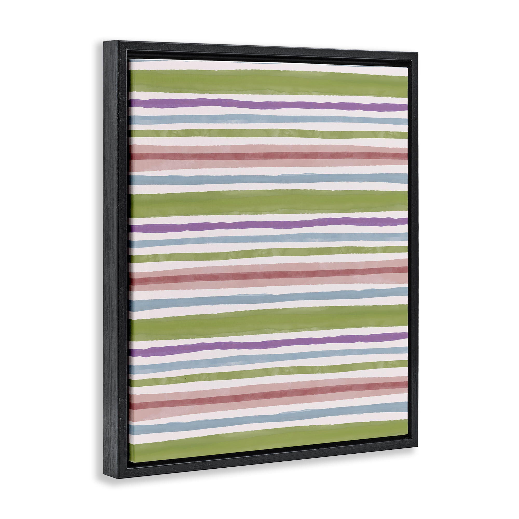 Stupell Industries Fun Stripes Pattern Abstract Painting Black Floater Framed Canvas Art Print Wall Art, 25 x 31