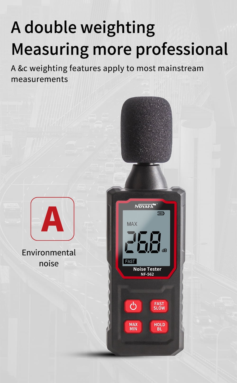 Sound Level Meter,Nf-562 Handheld Noise Tester Sound Meter Decibel