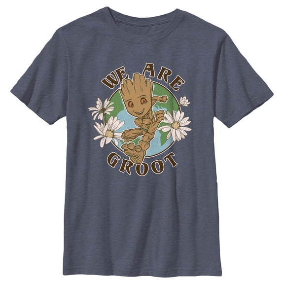 Boy's Guardians of the Galaxy Earth Day We Are Groot  Graphic Tee Navy Blue Heather X Large