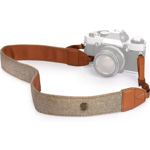 Camera Strap for Photographers, Adjustable Neck Shoulder Camera Strap for Film Camera, 54in/137cm Crossbody DSLR SLR Camera Strap Universal Qucik Release Brown (Upgraded Version)