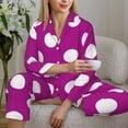 thumbnail image 4 of Salouo Purlpe And White Polka Dot Pattern Women's Pajamas Set Long Sleeve Button Down Sleepwear Soft Pj Lounge Sets for women 2 Piece Pjs Set with Long Pants -, 4 of 8