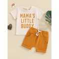 thumbnail image 2 of FEORJGP Toddler Baby Boy Summer Outfits 0-3Y Newborn Short Sleeve Shirt Letter Print T-Shirt Crew Neck Tops + Drawstring Shorts Set Infant Boys Loose Casual 2Pcs Clothes, 2 of 9