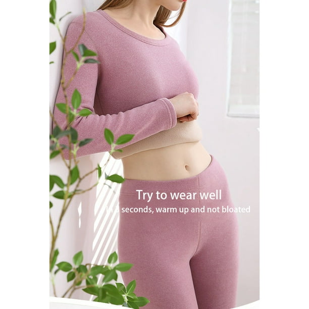 Women Thermal Underwear Winter Warm Thicken Cold Weather Elastic Long  Bottom Top Two Piece Sets Lingerie Shaping Clothing Purple/Set/XL - Walmart .ca