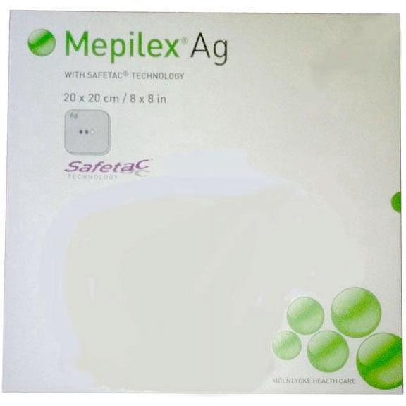 Silver Foam Dressing Mepilex® Ag 8 X 8 Inch Square Sterile