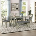 thumbnail image 3 of 6-Piece Table Chair Set Rectangular Trestle Table With Upholstered Chair Bench For Dining Room Kitchen, 3 of 9