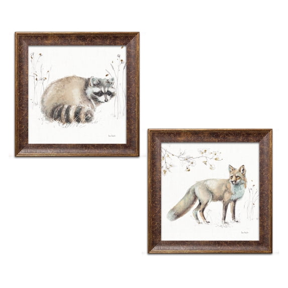 Gango Home Decor Shabby-Chic A Woodland Walk X & XI by Lisa Audit (Ready to Hang); Two 12x12in Gold Trim Framed Prints