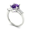 thumbnail image 2 of Clara Pucci 14K White Gold 2.5ct Amethyst Three-Stone Ring for Women, 2 of 7