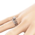 thumbnail image 2 of Rings Set Engagement White Women Rose Wedding Silver Floral Gold Filled Rings 2PCS, 2 of 2