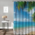 thumbnail image 2 of Orinice   Tropical Beach Shower Curtain Summer Seaside Scene Ocean Island Palm Tree Bathroom Decorations Curtain Durable Bathtub Showers Decor (Hooks Not Included) 36x72, 2 of 7