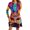 Multicolor, variant on SDNall Mardi Gras Dress for Women Fashion Round-Neck Short Sleeved Printed Pullover Dress Short Dress for Women