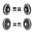 thumbnail image 1 of Transit Auto Front Rear Coated Drilled Slotted Disc Brake Rotors and Ceramic Pads Kit for Car Cadillac SRX Saab 9-4X KDC-100540, 1 of 11