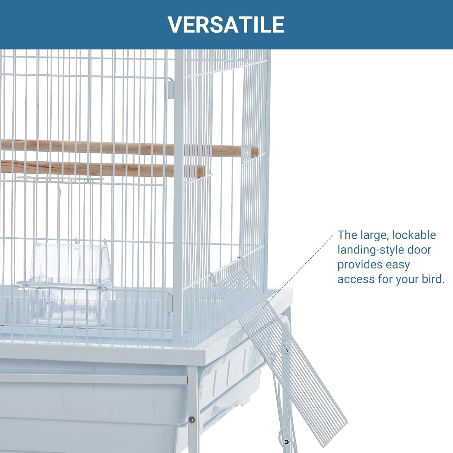 Huisuilinss Bird Cage,Wrought Iron Standing Flight Bird Cage With Rolling Stand And Slide Out Tray,Parakeet Cage,Parrot Playstand For Large/Small Parrots Macaw Cockatiels Canary Finch Pigeons
