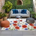 thumbnail image 2 of Red Blue Poppy Floral Outdoor Rug for Patio/Deck/Porch, Non-Slip Large Area Rug 6 x 9 Ft, Farmhouse Spring Flowers Indoor Outdoor Rugs Washable Area Rugs, Reversible Camping Rug Carpet Runner, 2 of 8