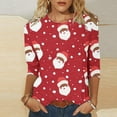 thumbnail image 2 of GA WEIHUA Clearance,Womens Tops Casual 3/4 Sleeve Shirts Crew Neck Loose Casual Blouses Vintage Christmas Graphic Print Tshirts(Watermelon Red,Medium), 2 of 5