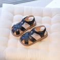 thumbnail image 2 of Girls Fisherman Sandals Soft Leather Closed Toe Princess Flat Shoes Summer Casual Breathable Strappy Beach Shoes Black 8.5 Toddler, 2 of 7