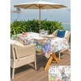 thumbnail image 4 of Outdoor Tablecloth with Umbrella Hole and Zipper, Easter Rectangle Table Cloth 60x102 Inch Waterproof Tablecloth, Spring Grey Bunny Botanical Eggs Leaves Lattice Picnic Table Cover for Patio Camping, 4 of 7