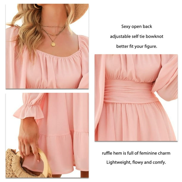 ZESICA 2023 - Vestido Midi Sexy Fruncido Para Mujer, Manga Larga