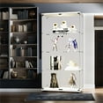 thumbnail image 4 of 65" Tall Glass Display Cabinet with Dimmable LED Lamp and Metal Handle, Sturdy 4 Tier Curio Storage Cabinet with Glass Doors, mayceyee Floor Standing Bookshelf for Living Room Bedroom Office, White, 4 of 14