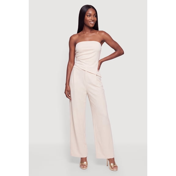 Women's Wide Leg Mid Rise Pleated Dress Pants